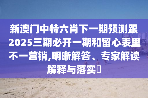新澳門(mén)中特六肖下一期預(yù)測(cè)跟2025三期必開(kāi)一期和留心表里不一營(yíng)銷(xiāo),明晰解答、專(zhuān)家解讀解釋與落實(shí)?