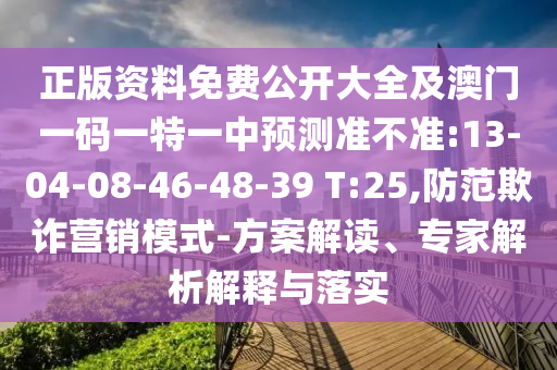 正版資料免費(fèi)公開大全及澳門一碼一特一中預(yù)測準(zhǔn)不準(zhǔn):13-04-08-46-48-39 T:25,防范欺詐營銷模式-方案解讀、專家解析解釋與落實(shí)
